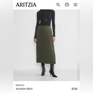 Aritzia (black) pleated midi skirt black